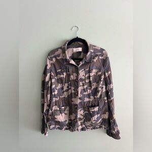 Caslon Camo Cotton Jacket in Green and Beige